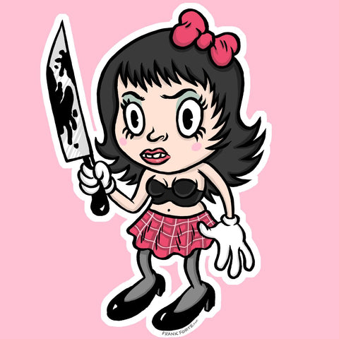 Girl With A Knife Sticker