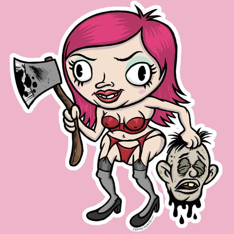 Girl With An Axe and Head Sticker